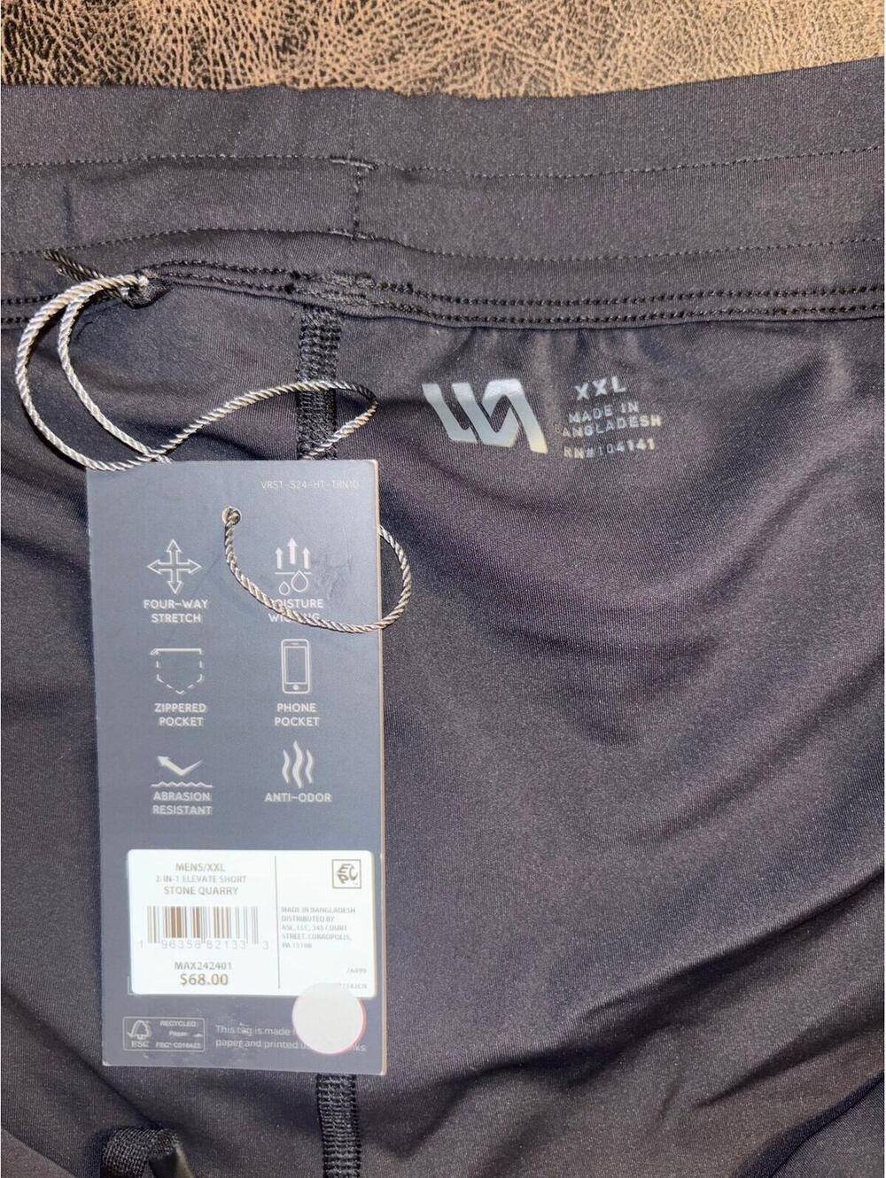 VRST Elevate 2-in-1 Athletic Shorts NWT Men’s XXL Black Lined Gym